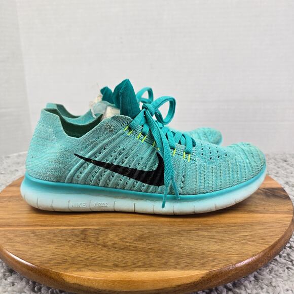 Nike Free Rn Flyknit Hyer Turquoise Athletic Running Shoes Womens 8.5 831070-307 - Picture 3 of 12